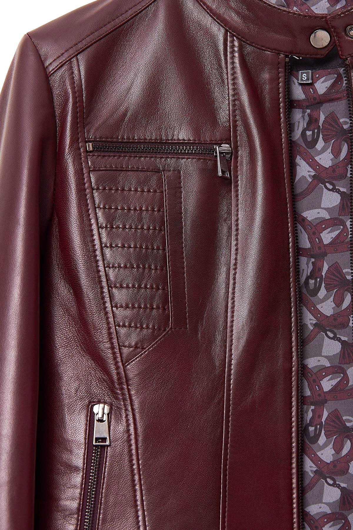 Marlyn Burgundy Leather Jacket For Women