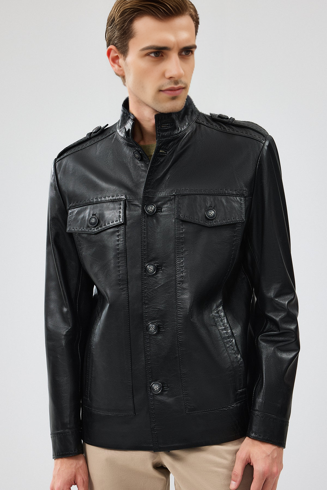 Alvarez Black Leather Jacket For Men