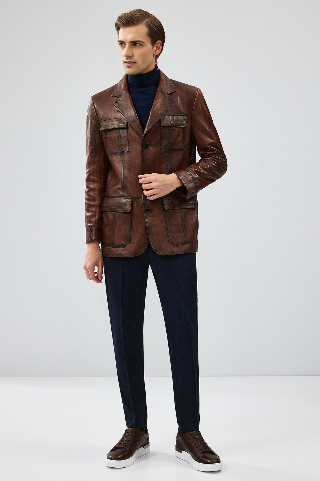 Kevin Brown Blazer Leather Jacket For Men