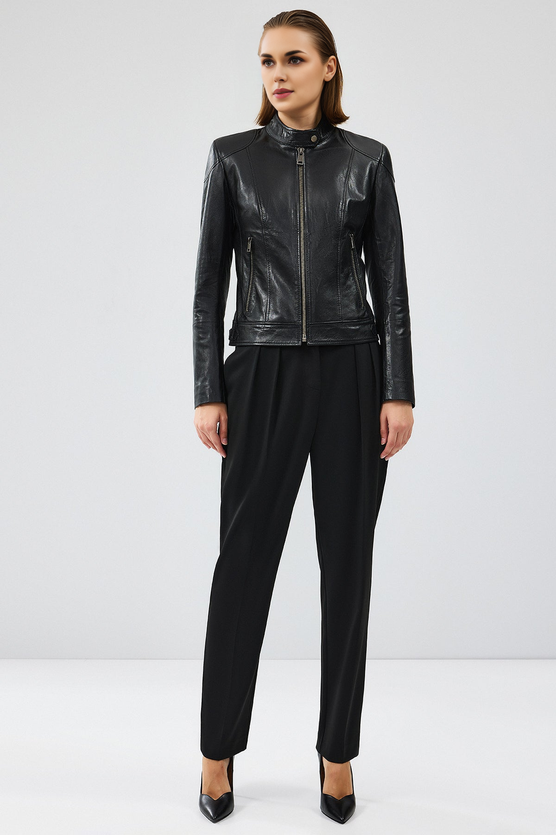 Prima Black Short Leather Jacket For Women