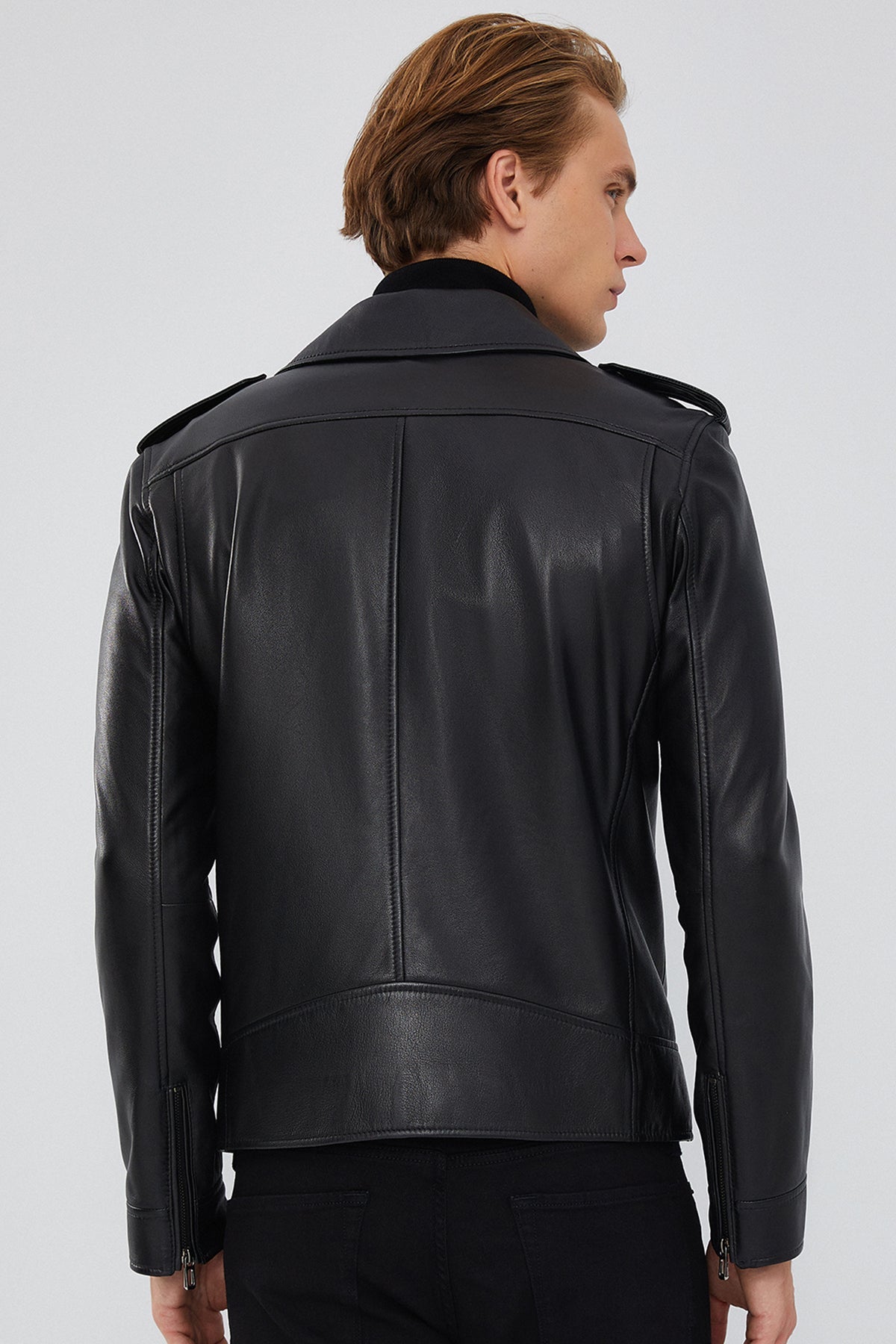 Carter Black Biker Leather Jacket For Men