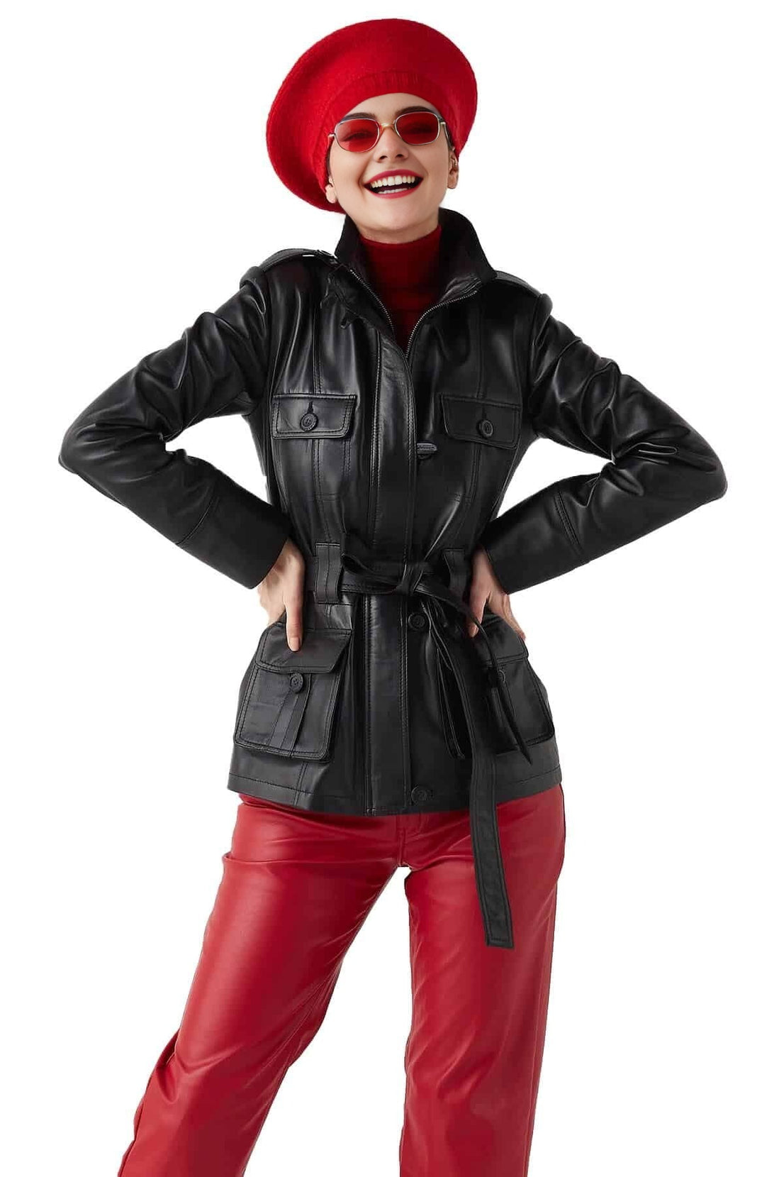 Stephanie Black Leather Jacket For Women