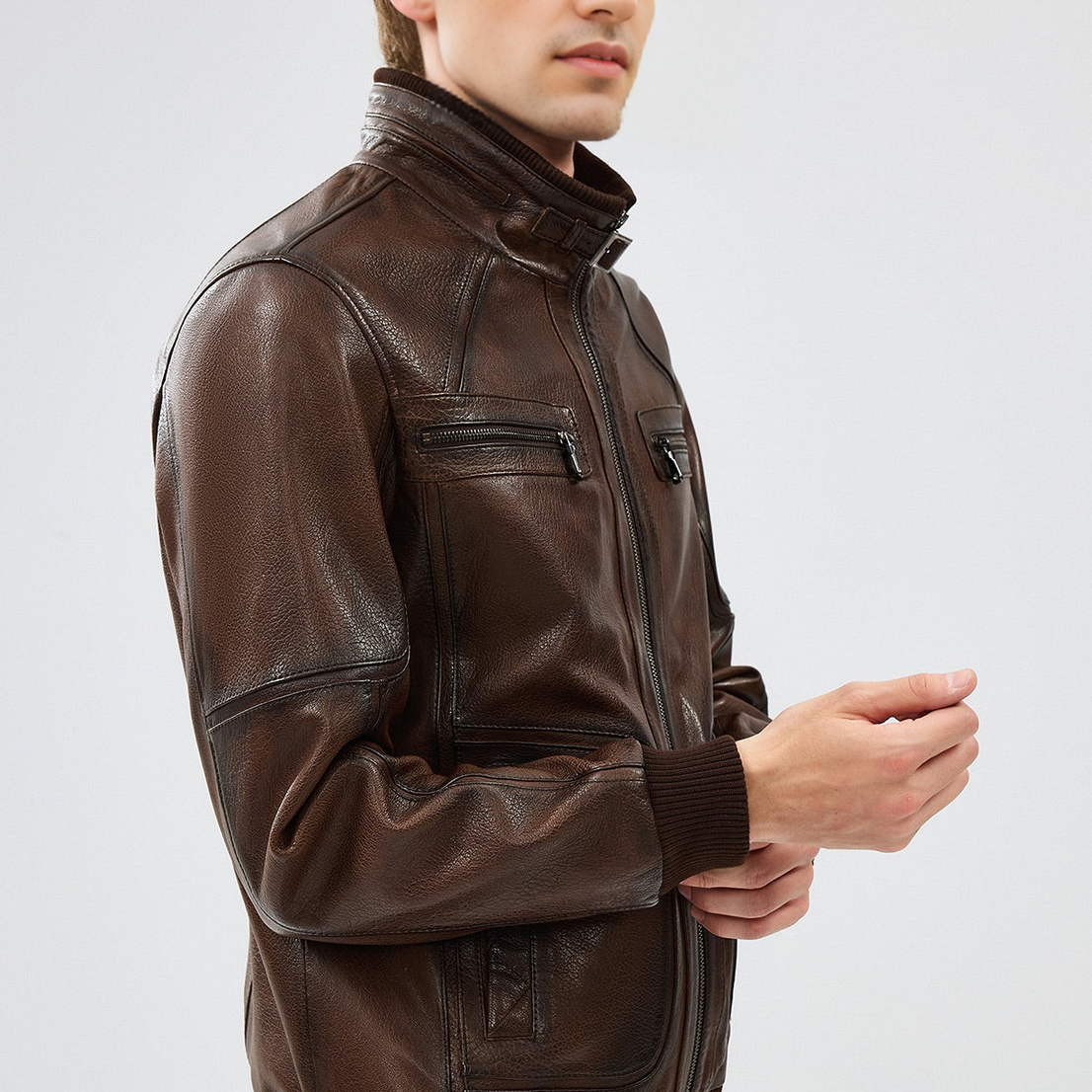 Felix Brown Leather Jacket For Men's
