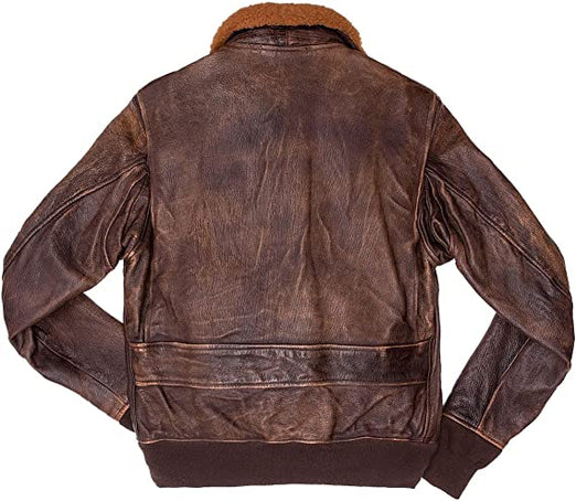 A2 Pilot Vintage Distressed Brown Flight Bomber Men's Leather Jacket | Mens Bomber Jacket