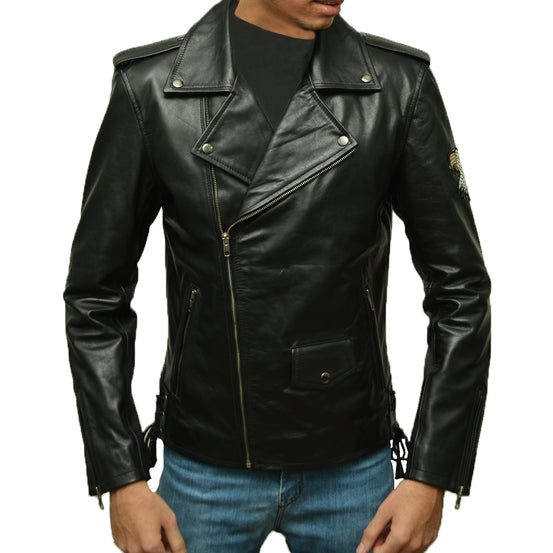 American Eagle Black Leather Jacket slim Fit