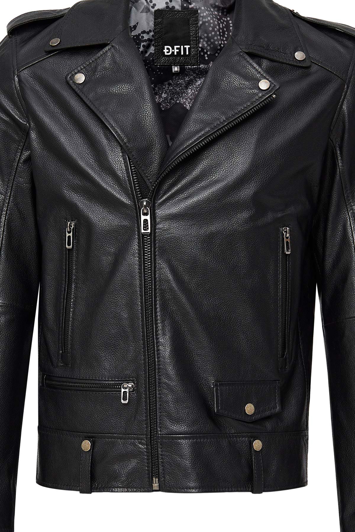 Butler Black Hooded Biker Leather Jacket For Men