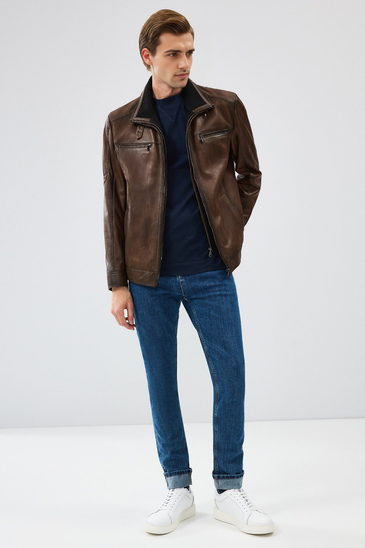 Mateo Brown Leather Jacket For Men