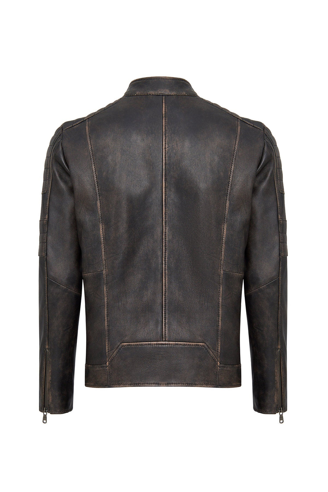 Morant Brown Vintage Slim-Fit Leather Jacket For Men