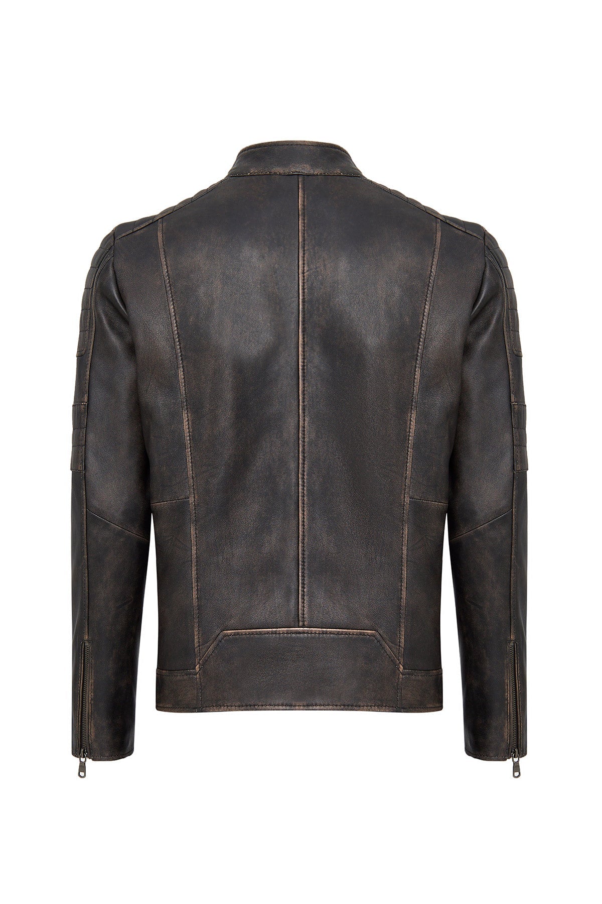 Morant Brown Vintage Slim-Fit Leather Jacket For Men