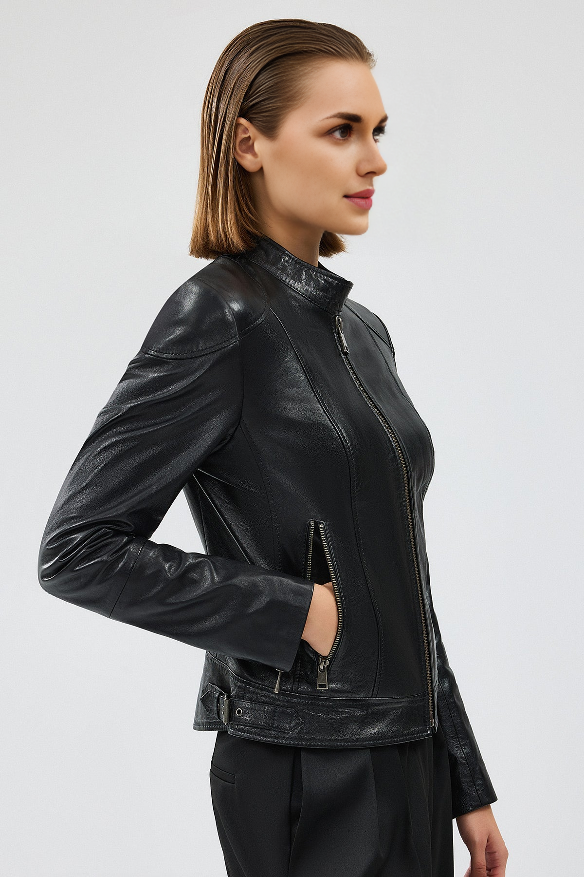 Prima Black Short Leather Jacket For Women