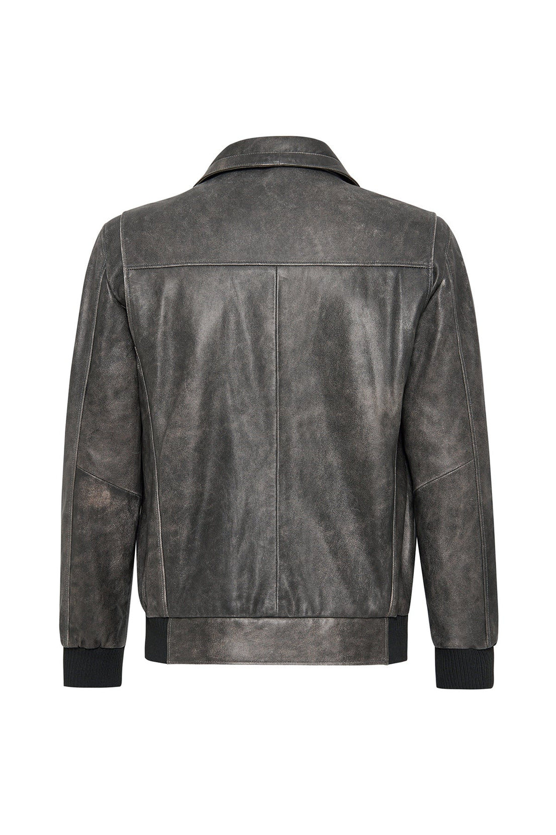 Hurricane Grey Fur Collar Pilot Leather Jacket For Men