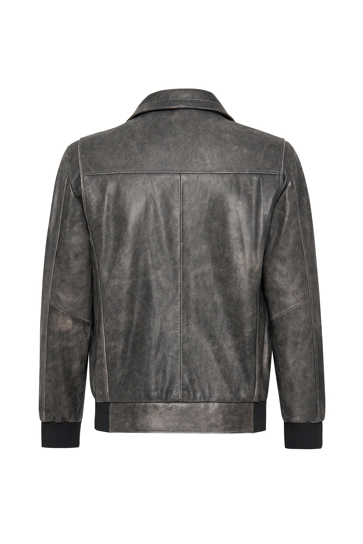 Hurricane Grey Fur Collar Pilot Leather Jacket For Men