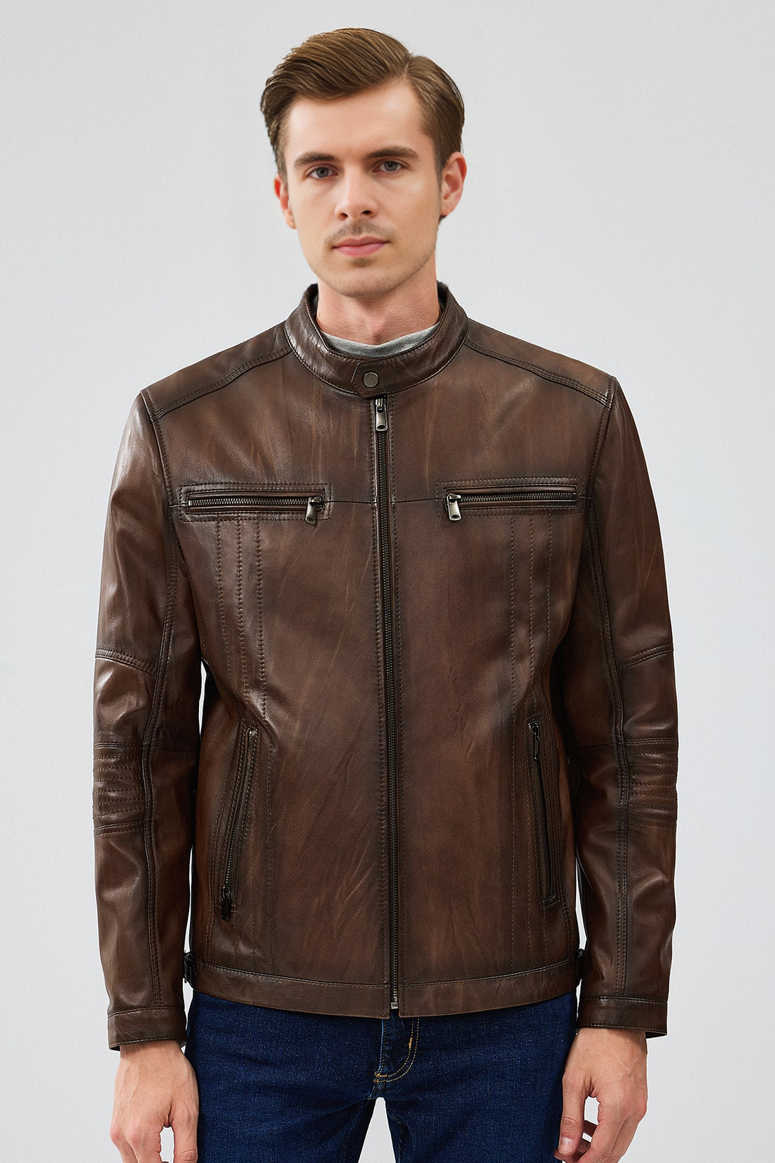 Gabriel Brown Regular Leather Sport Jacket for Men
