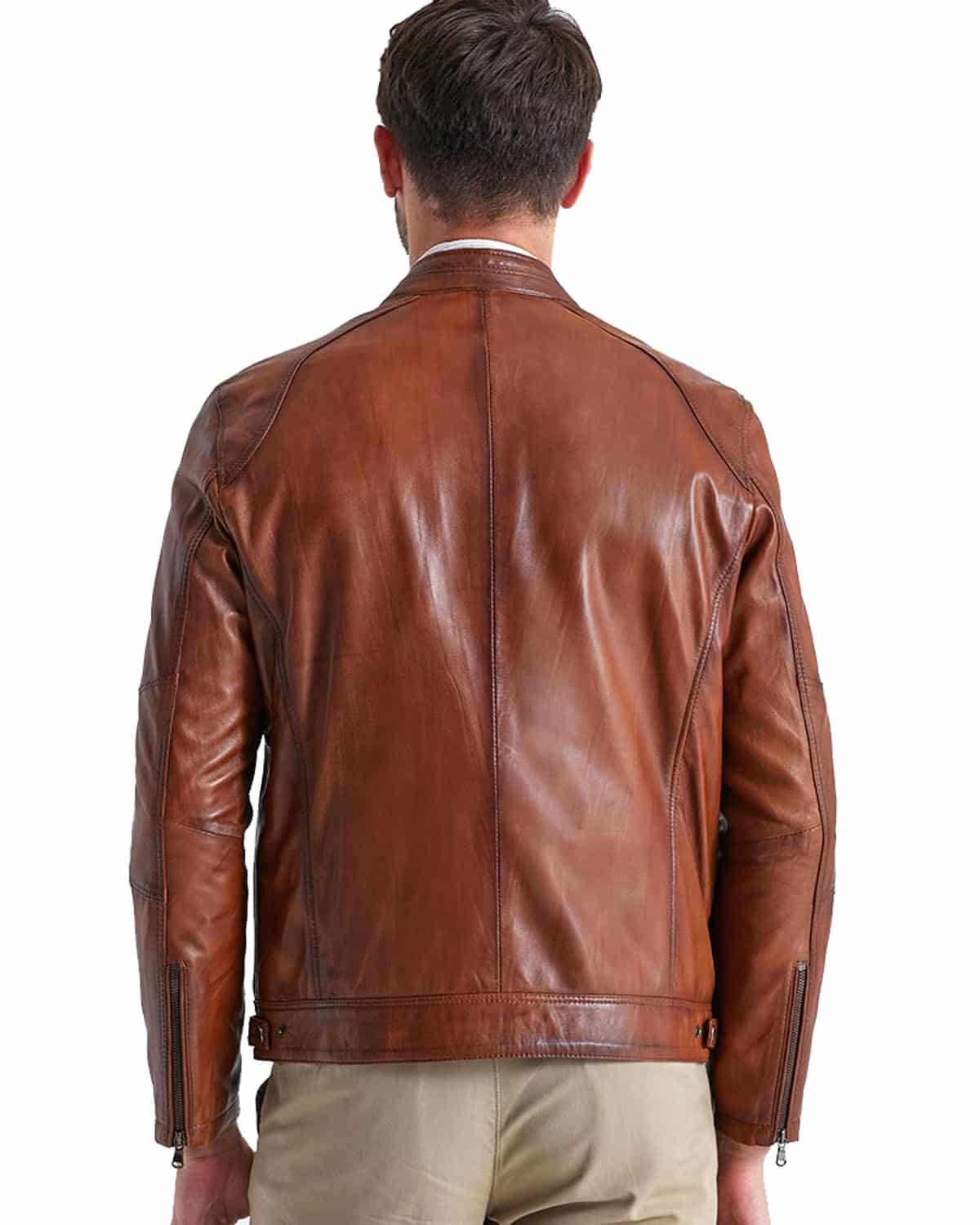 John Brown Biker Leather Jacket For Men