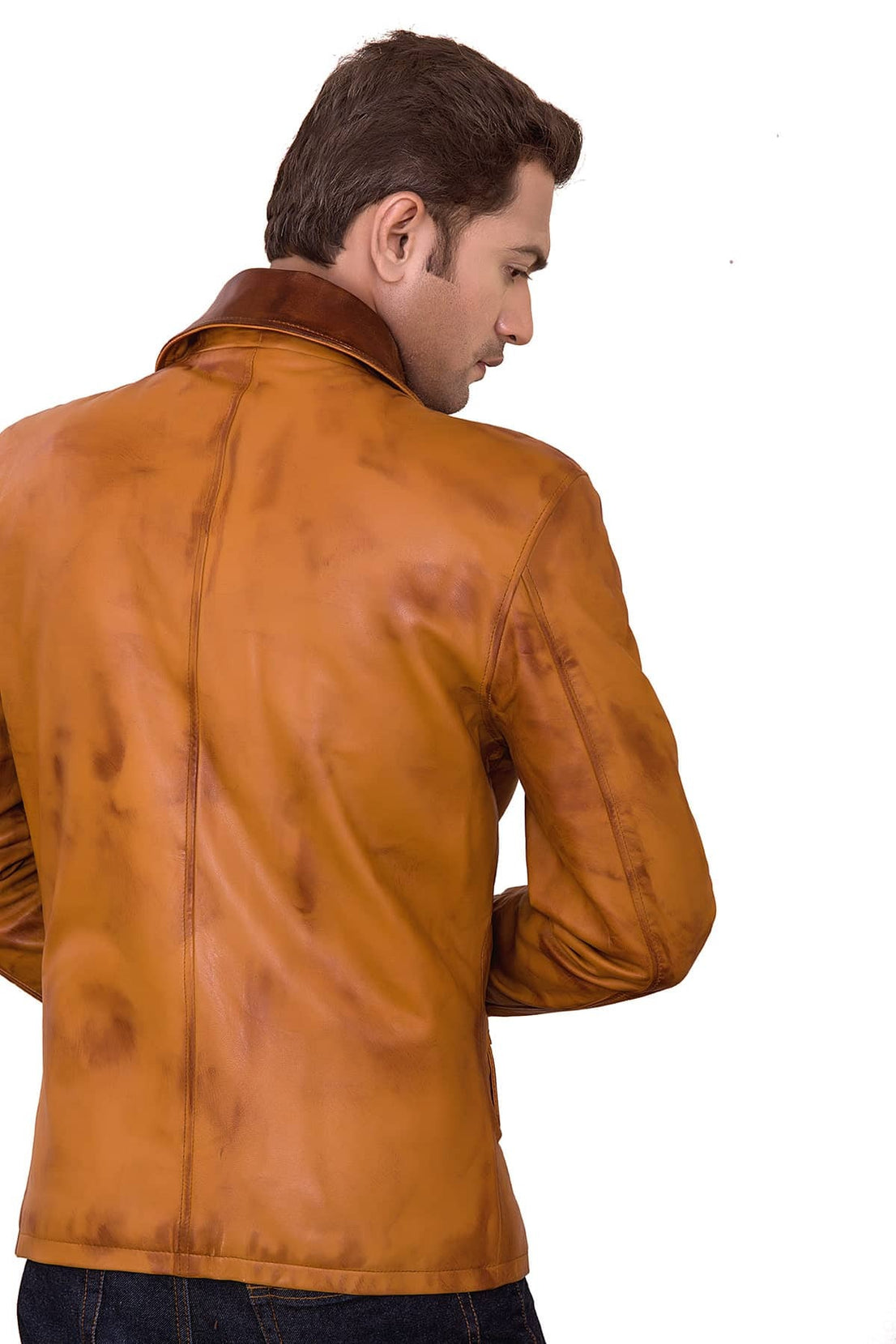 Thomas Tan Brown Leather Jacket For Men