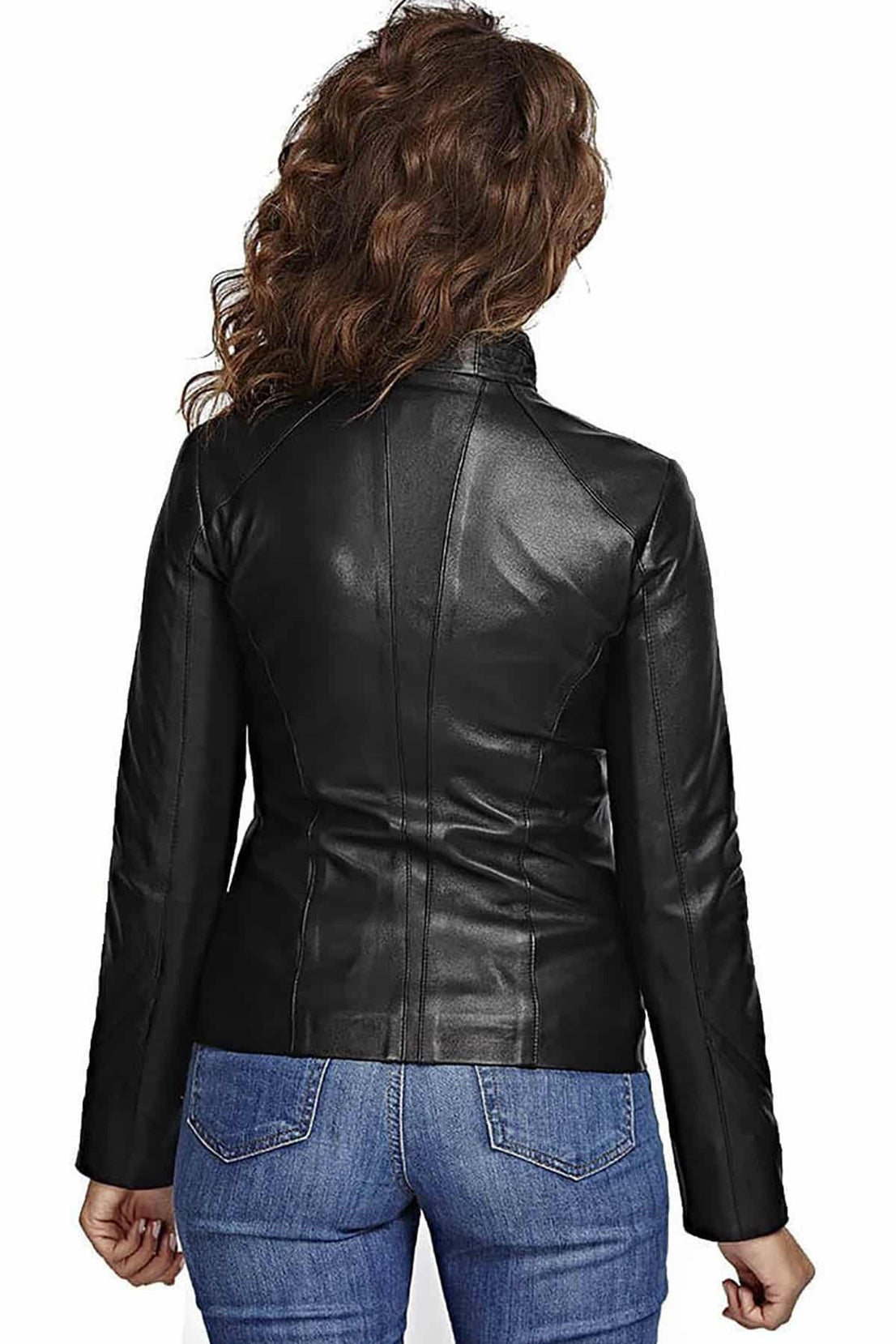 Lisa Black Leather Jacket For Women