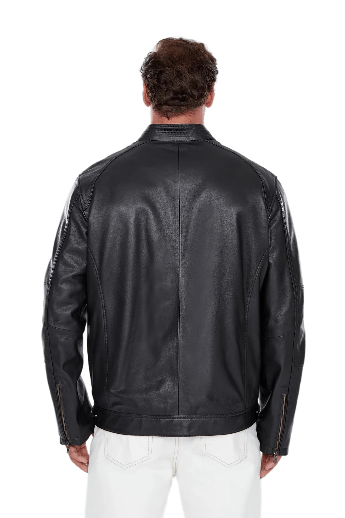 Charles Black Biker Leather Jacket For Men