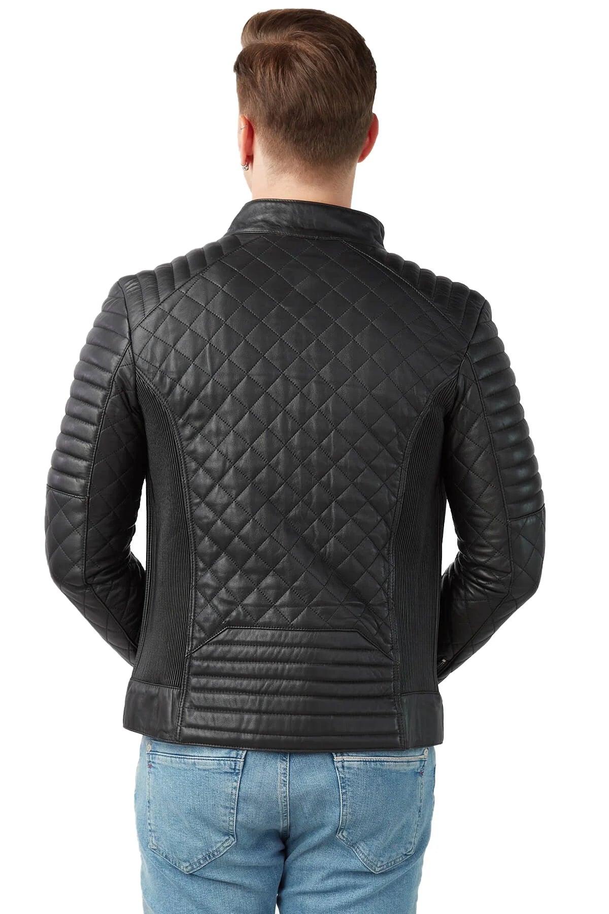 Ronnie Black Quilted Leather Jacket For Men