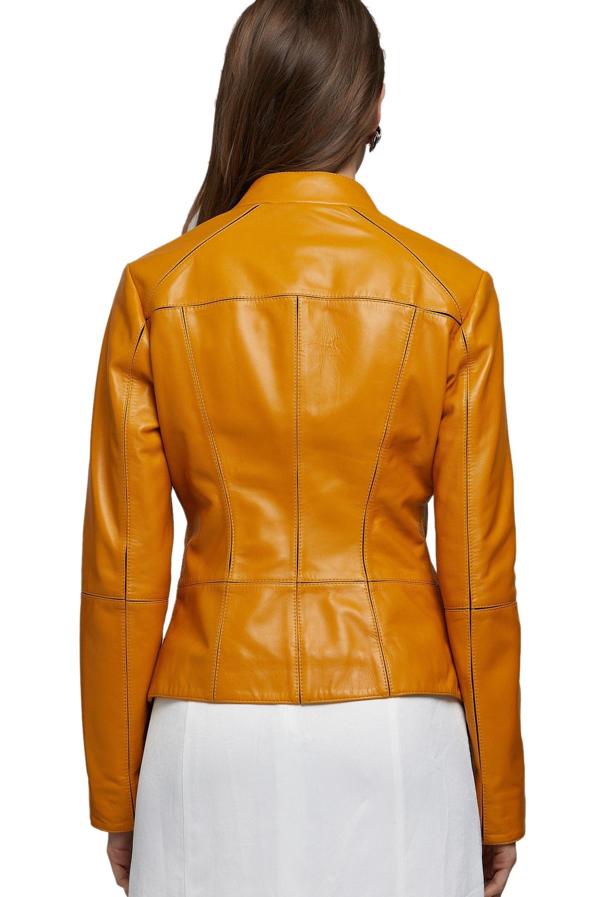 Jessica Yellow Stylish Leather Jacket Fr Women