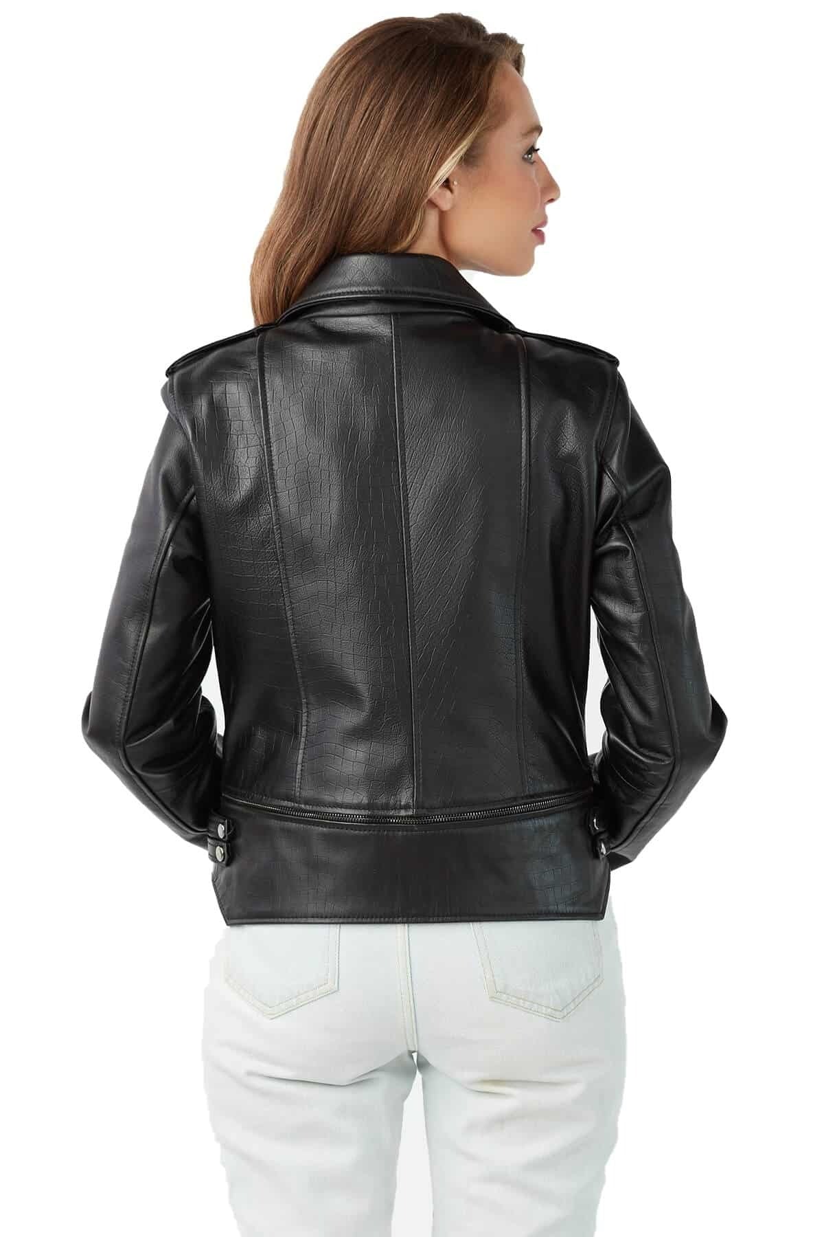 Jenice Black Short Leathre Jacket For Women