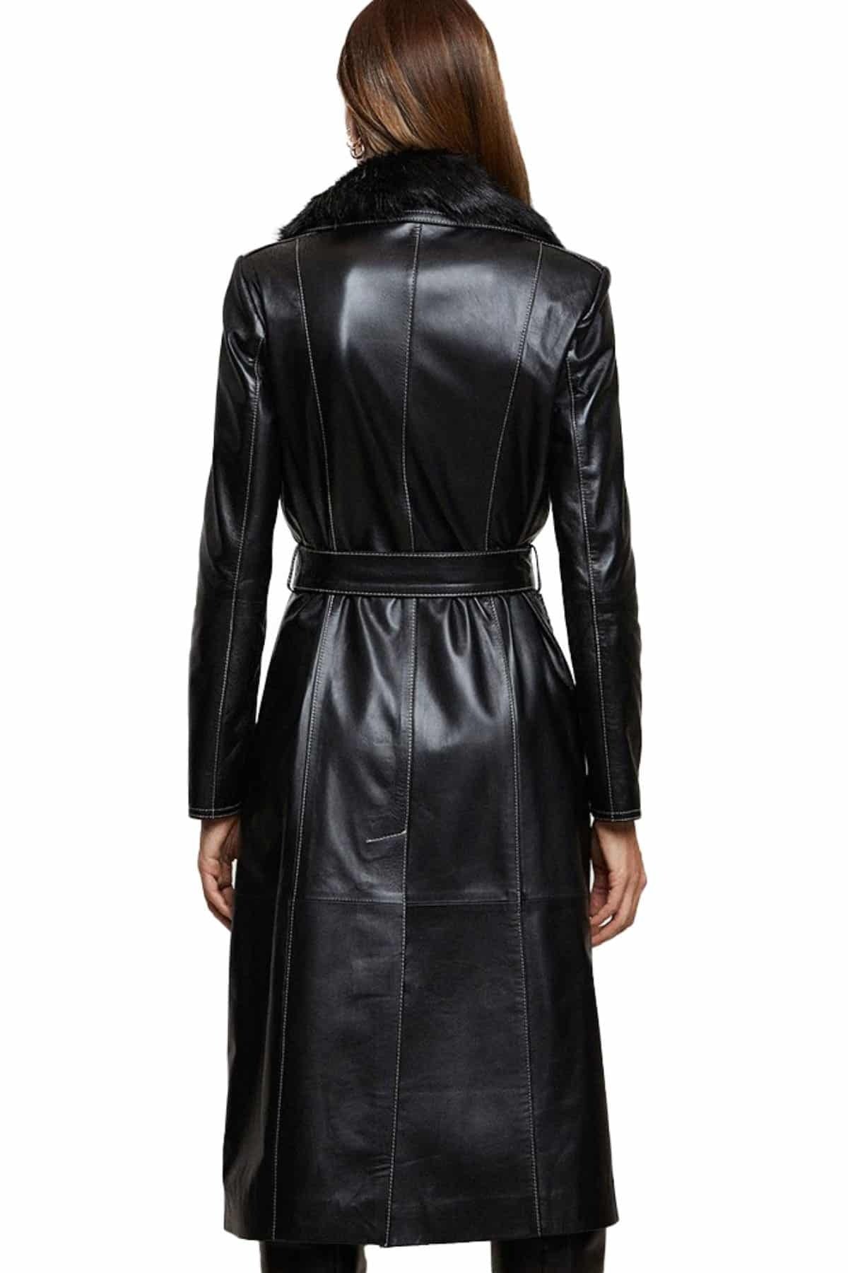 Margaret Trench Long Trending Leather Coat For Women