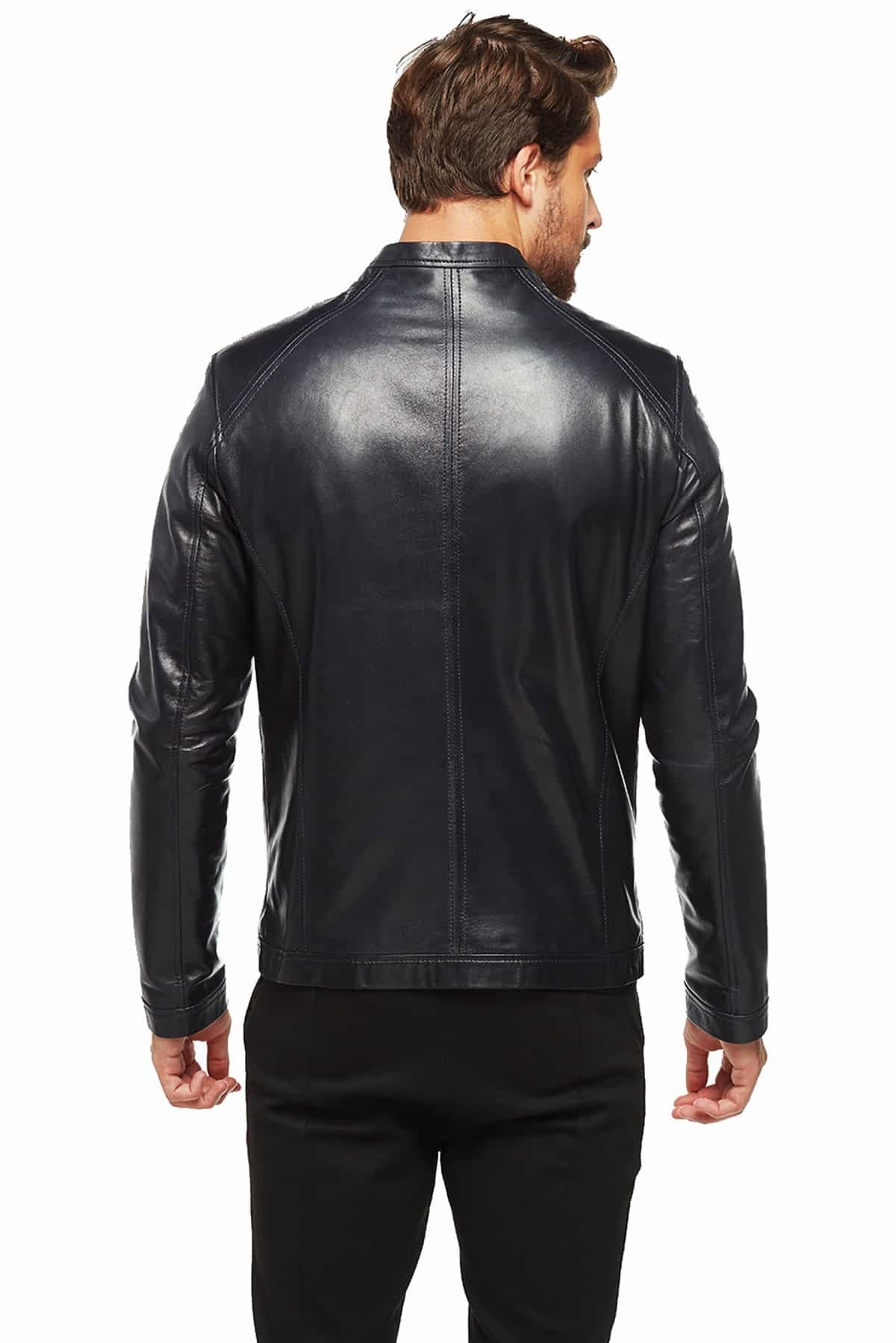Douglas	Classic Black Leather Jacket For Men