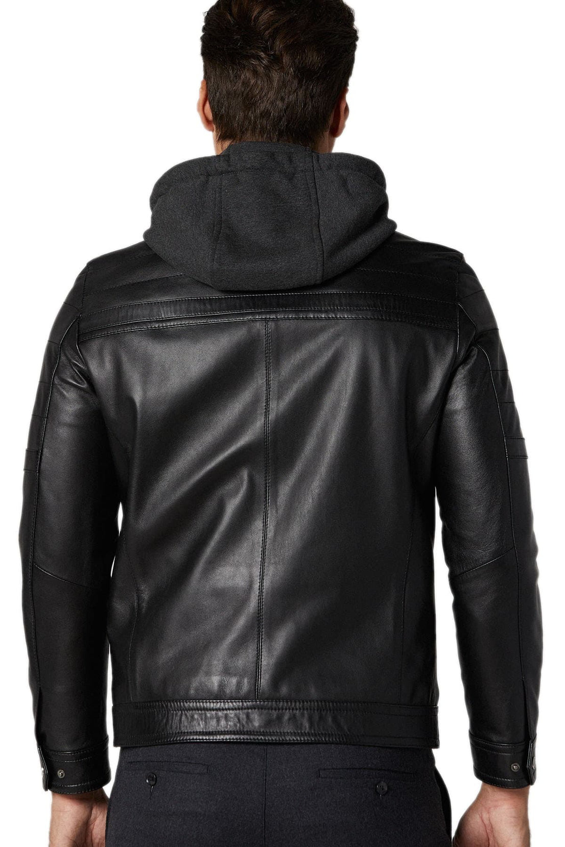 Walter Black Hooded Leather Jacket For Men