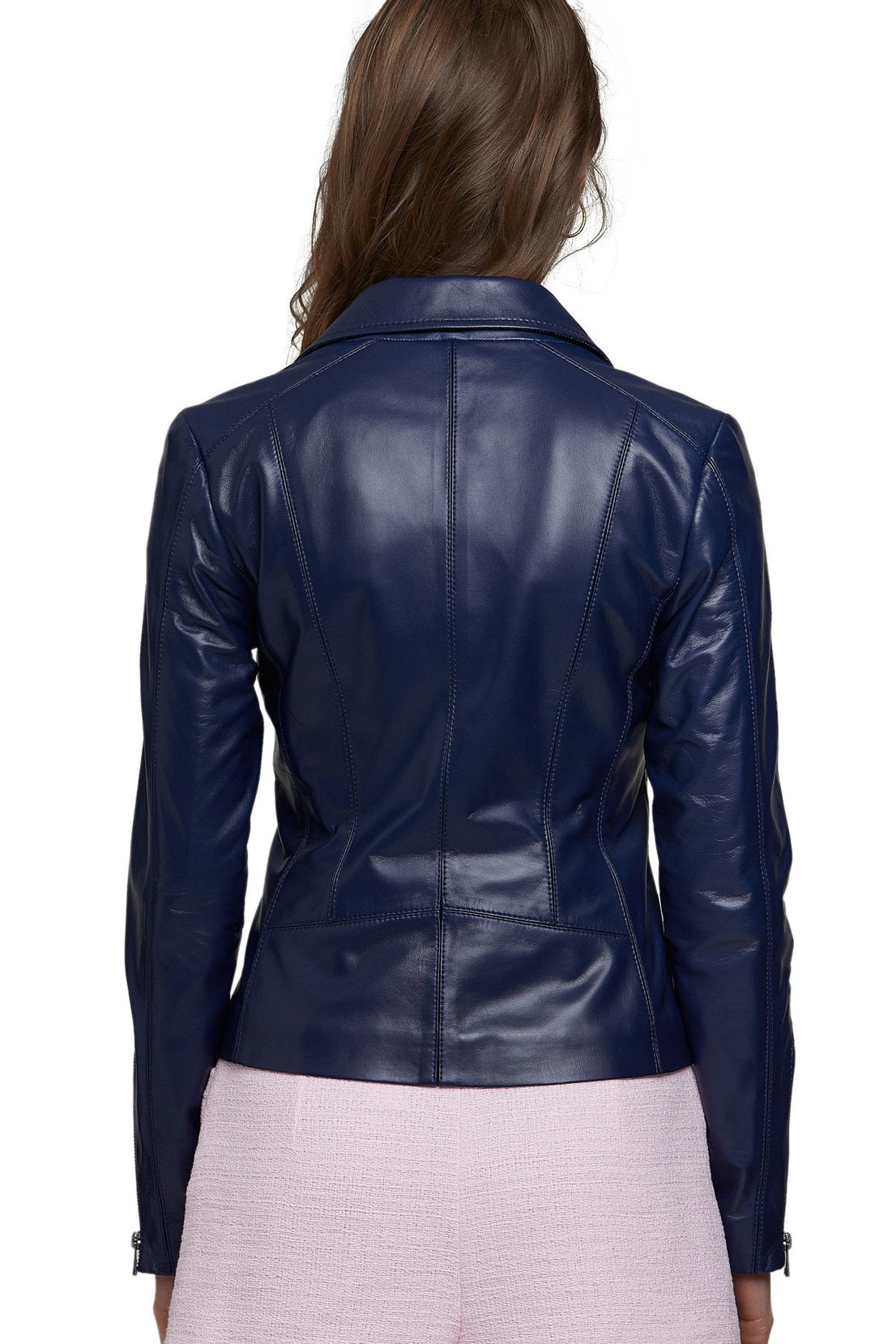 Eleanor Blue Short Leather Jacket For Women