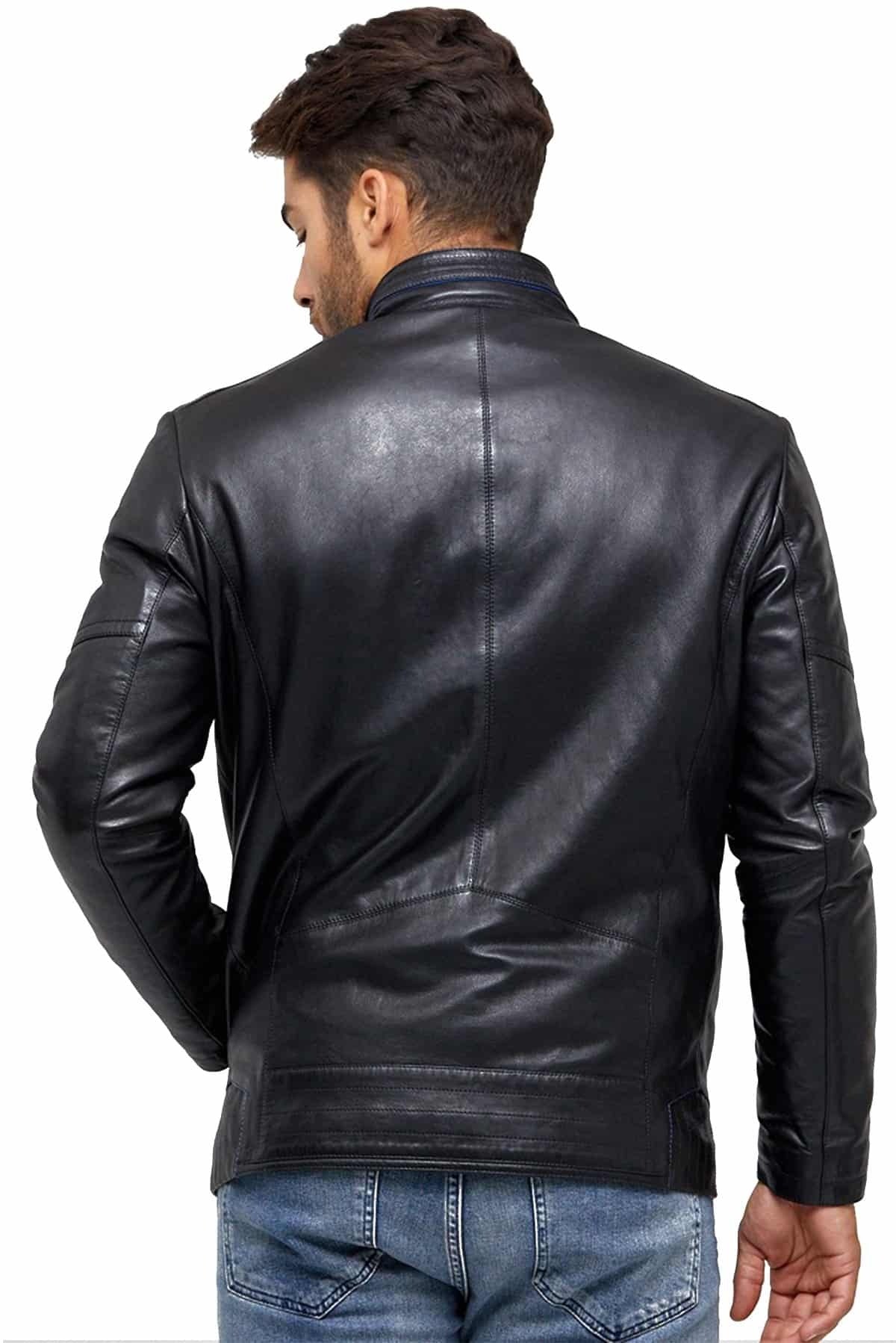 Lawrence Black Slim Fit Leather Jacket For Men
