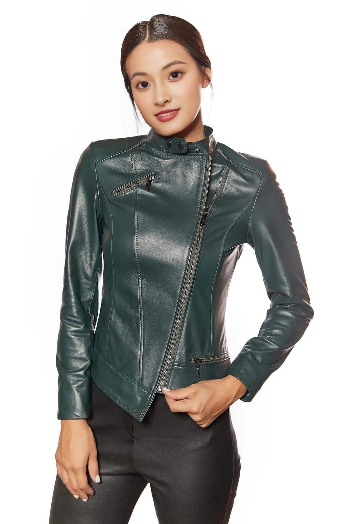 Jennifer Green Leather Jacket For Women
