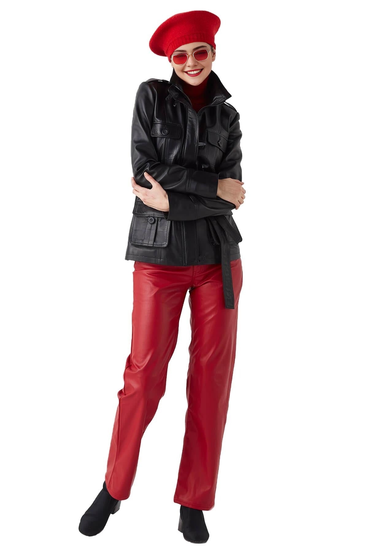 Stephanie Black Leather Jacket For Women