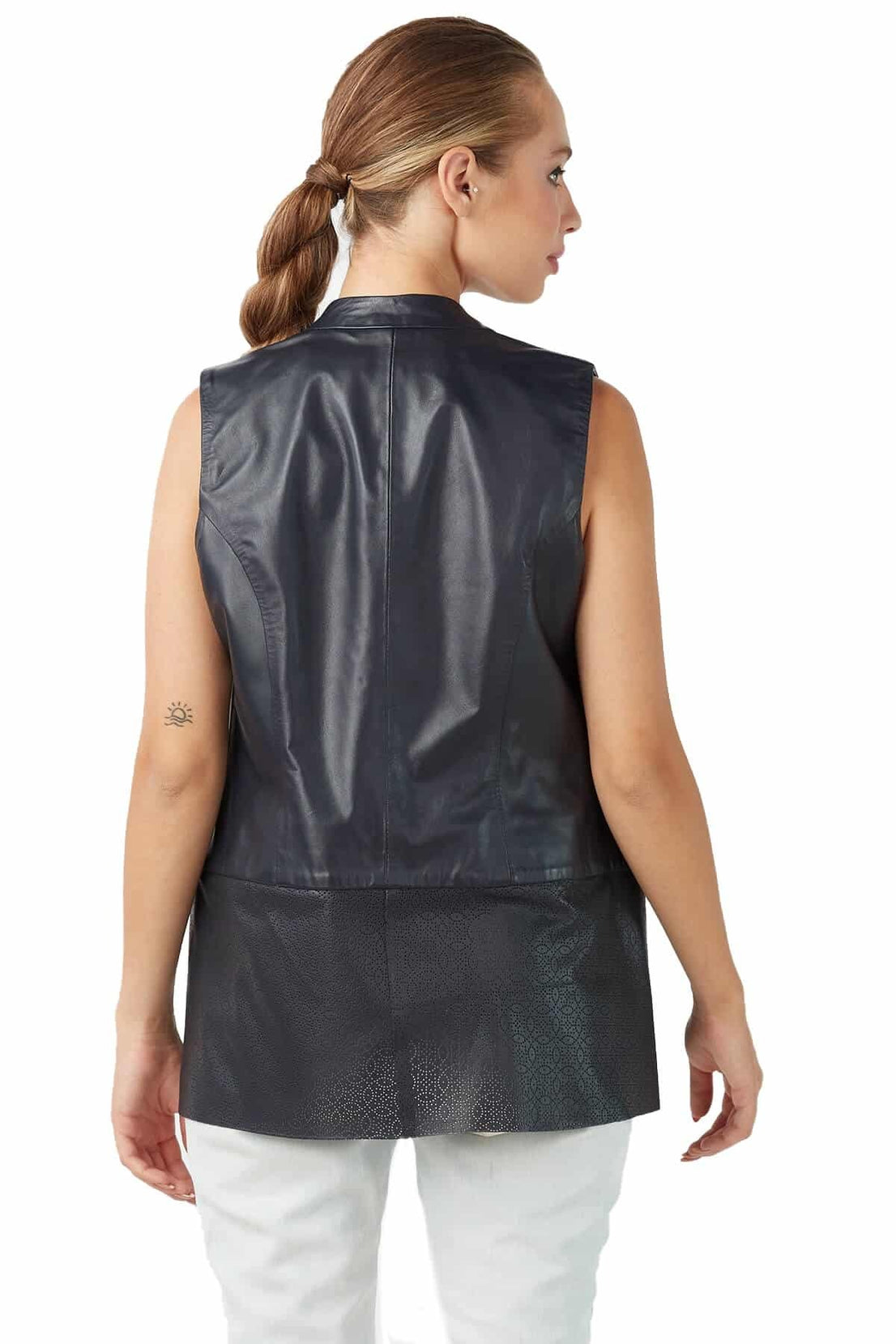 Makenzie Black Vest Leather Jacket For Women