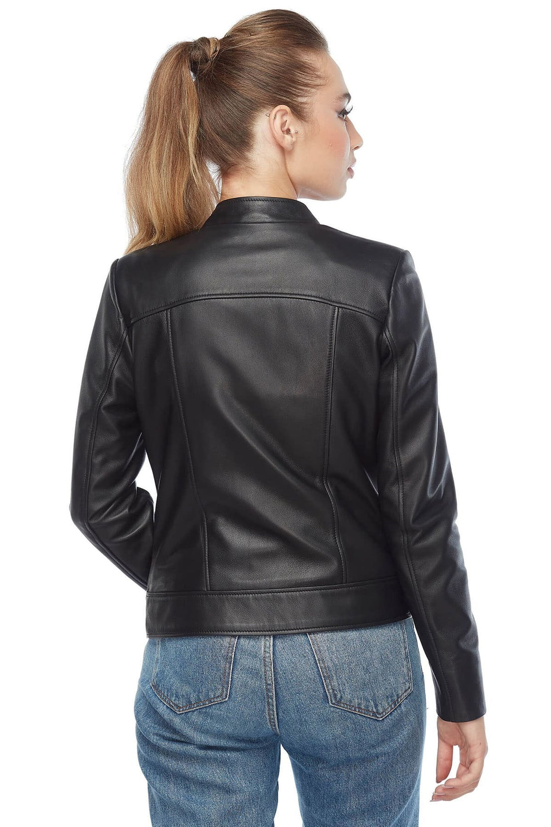 Carolyn Black Stylish Leather Jacket For Women