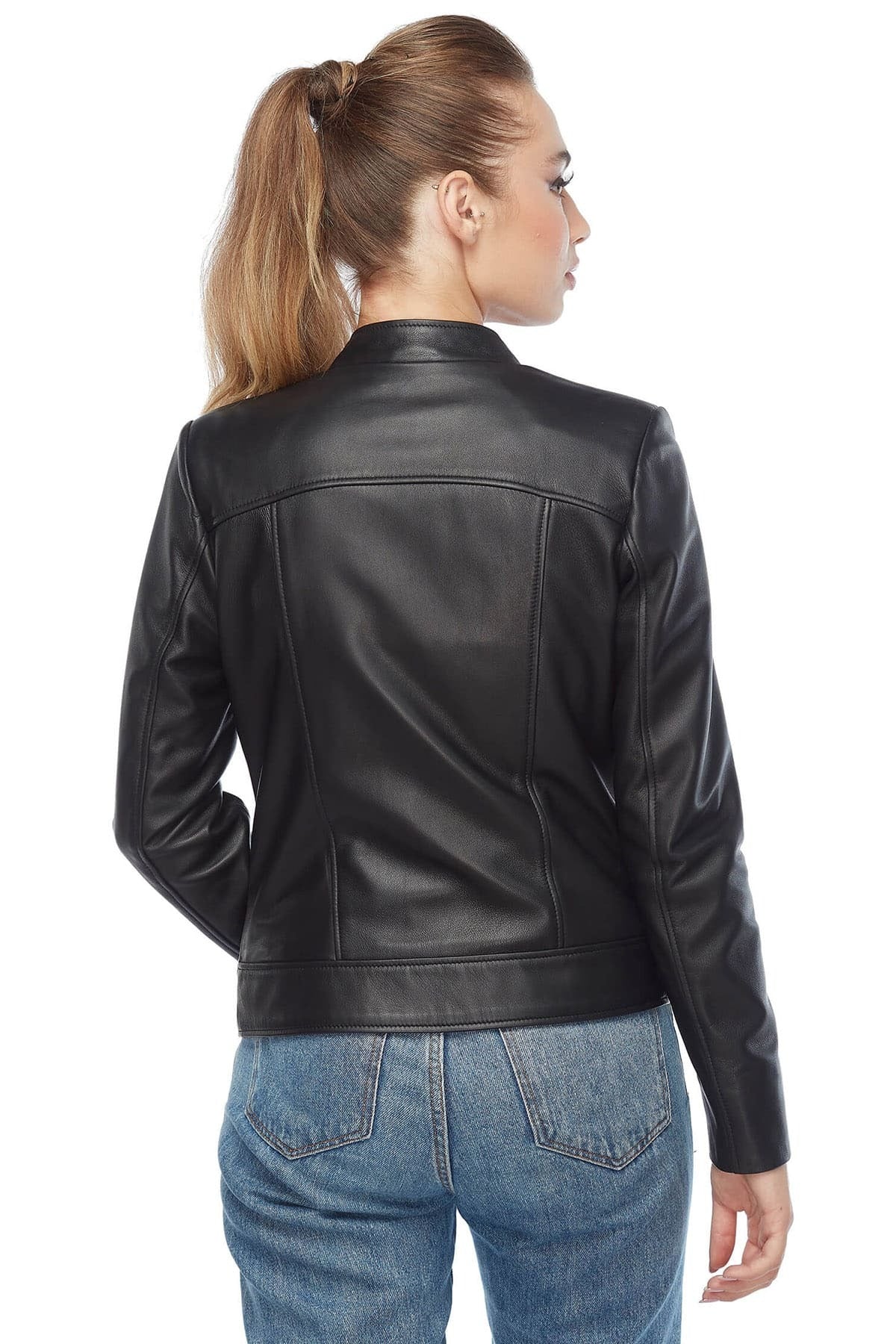 Carolyn Black Stylish Leather Jacket For Women