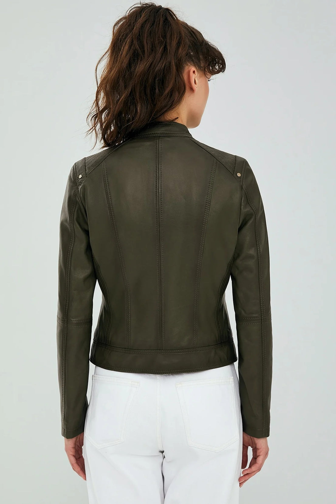 Theresa Green Biker Leather Jacket For Women