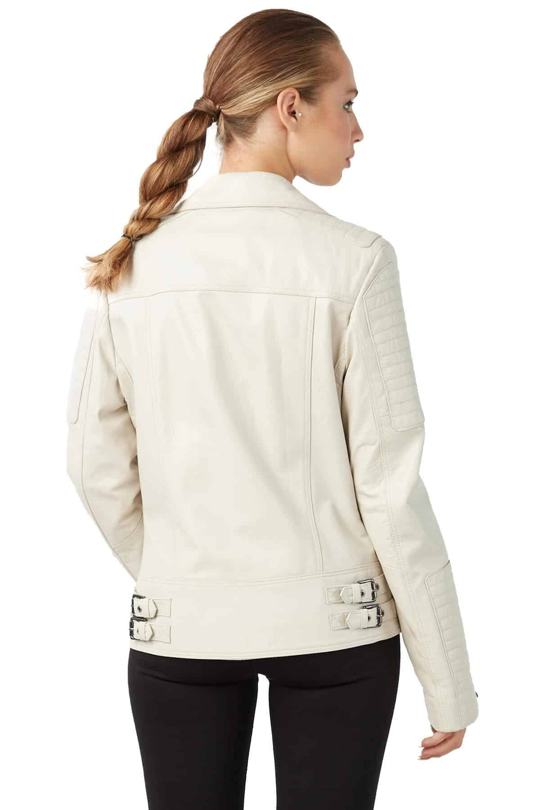 Alaina Beige Blazer Leather Jacket For Women