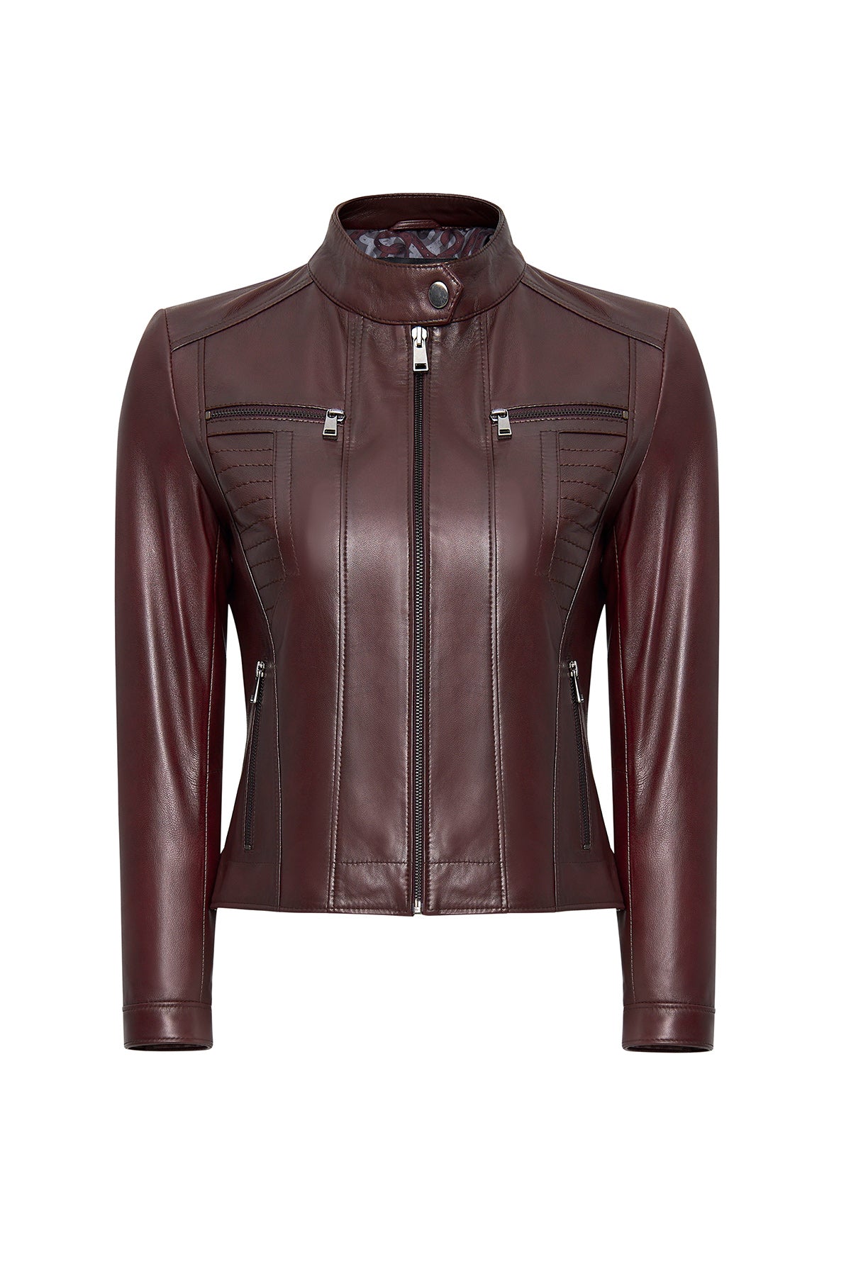 Burgundy Leather Jacket For Women