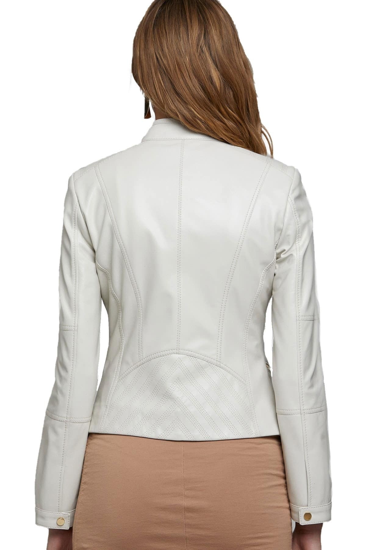 Sawyer White Leather Jacket For Women
