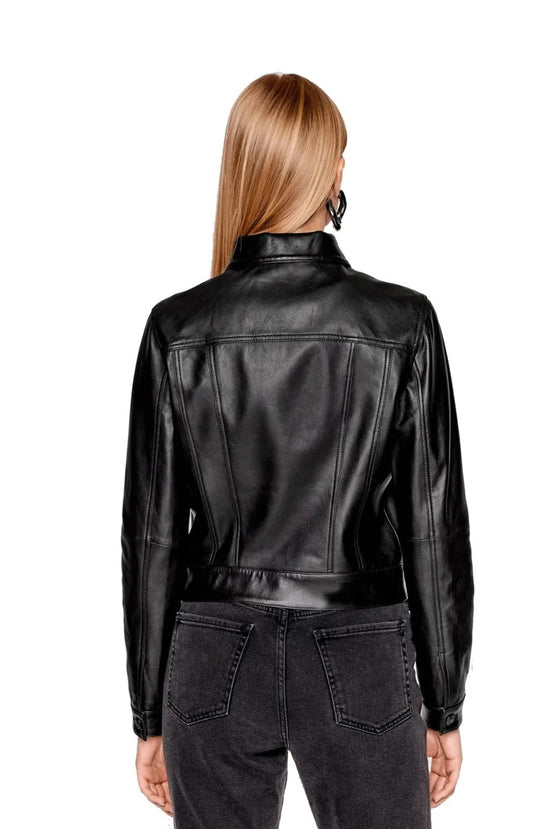 Tammy Black Stylish Leather Jacket For Women