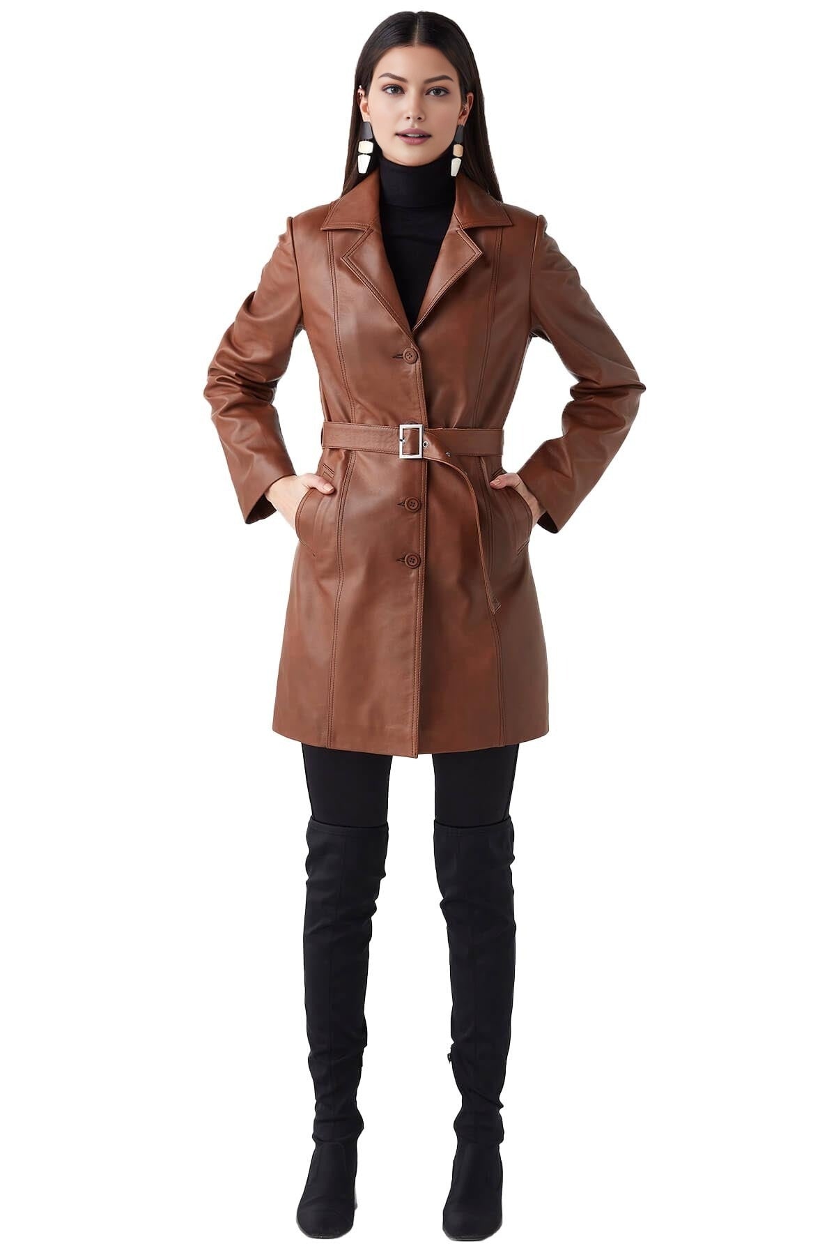 Harper Brown Sweet Leather Jacket For Women