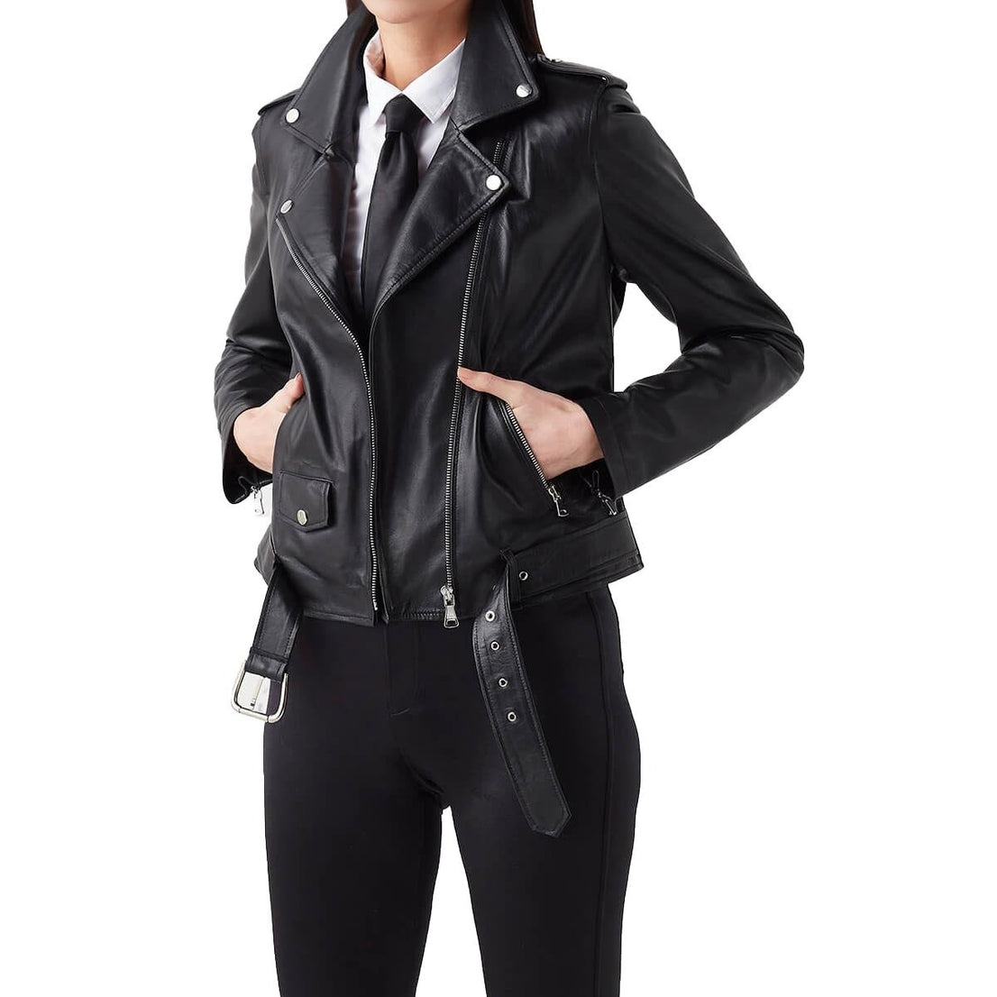 Luna Black Stylish Blazer Leather Jacket For Women