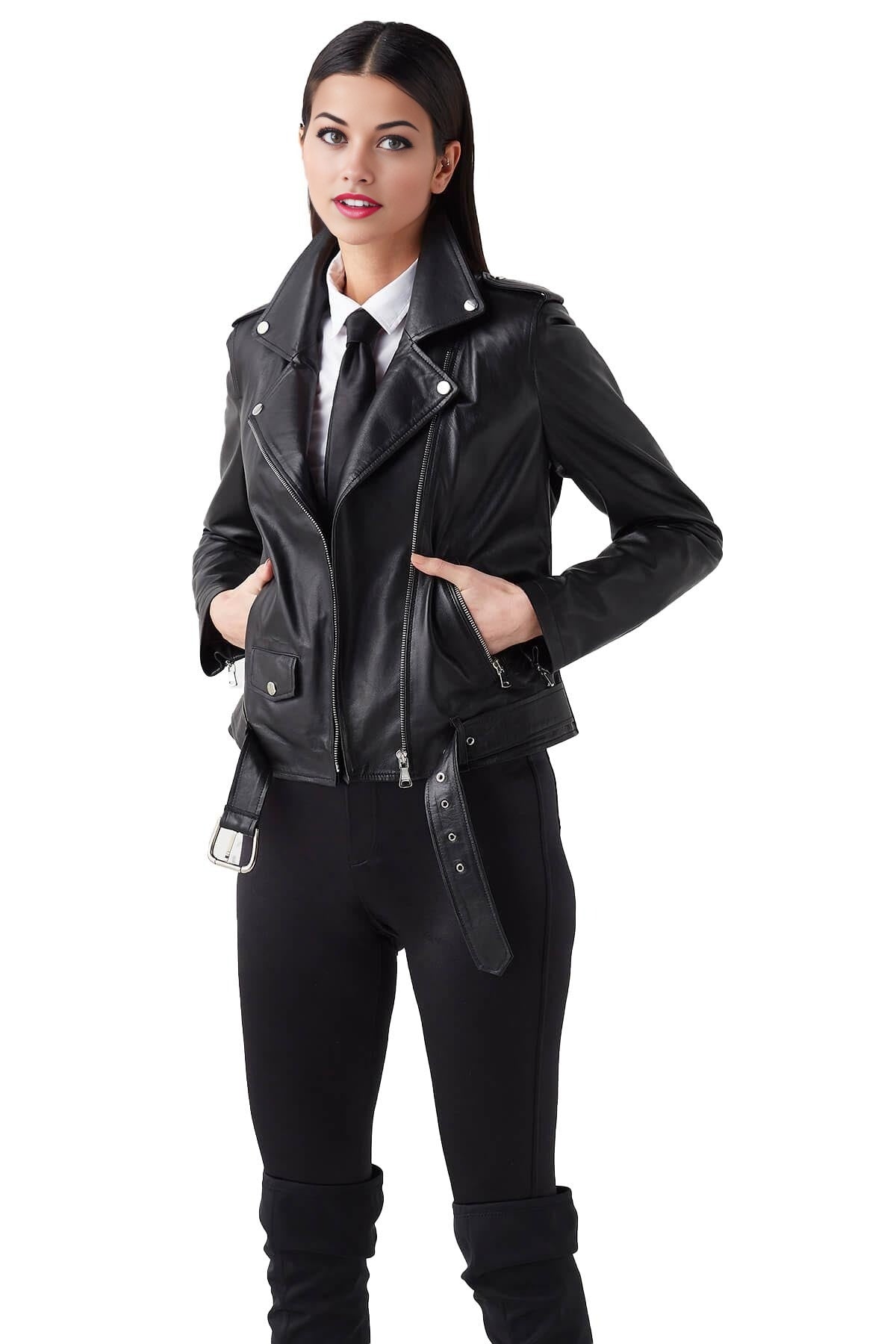 Luna Black Stylish Blazer Leather Jacket For Women