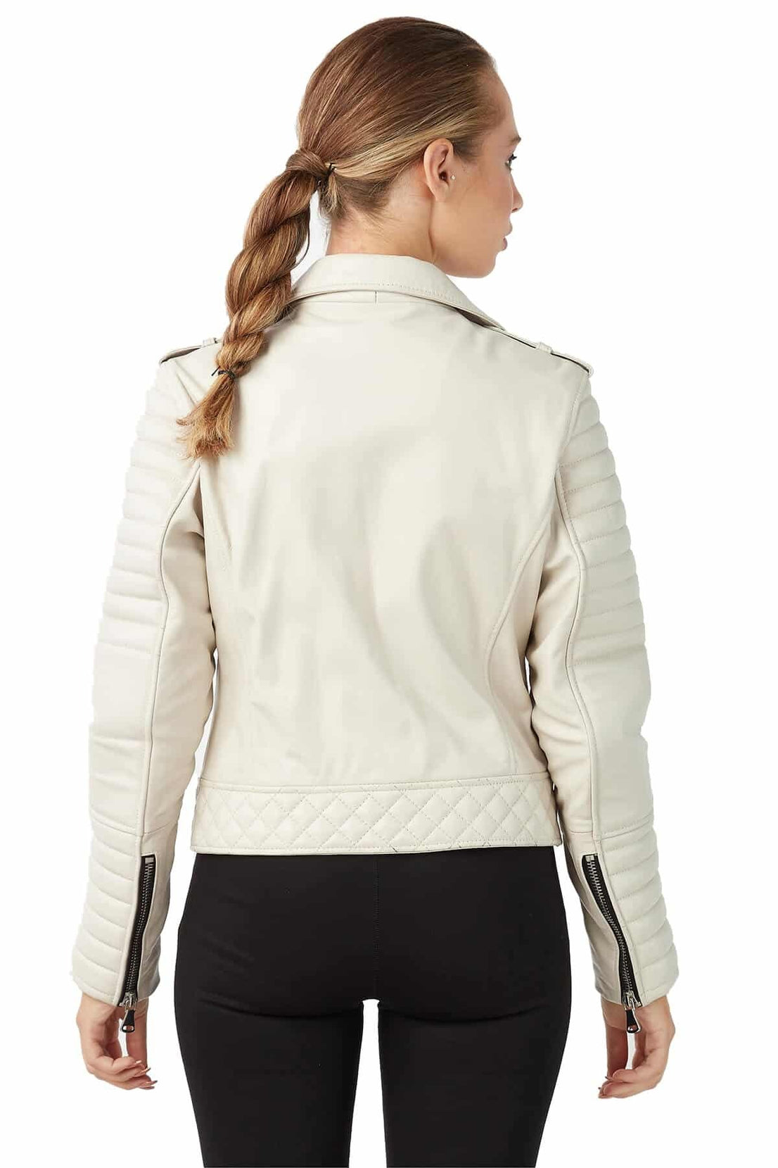 Emma Beige Stylish Leather Jacket For Women
