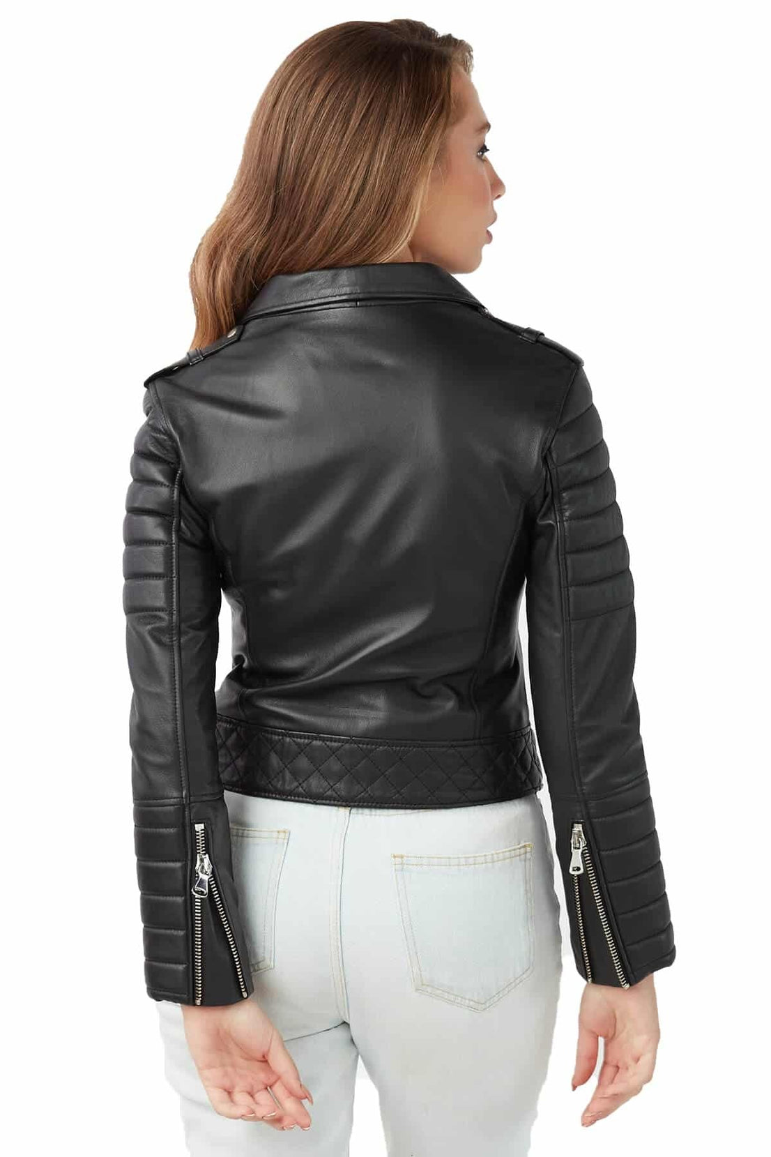 Mabel Black Quilted Leather Jacket For Women