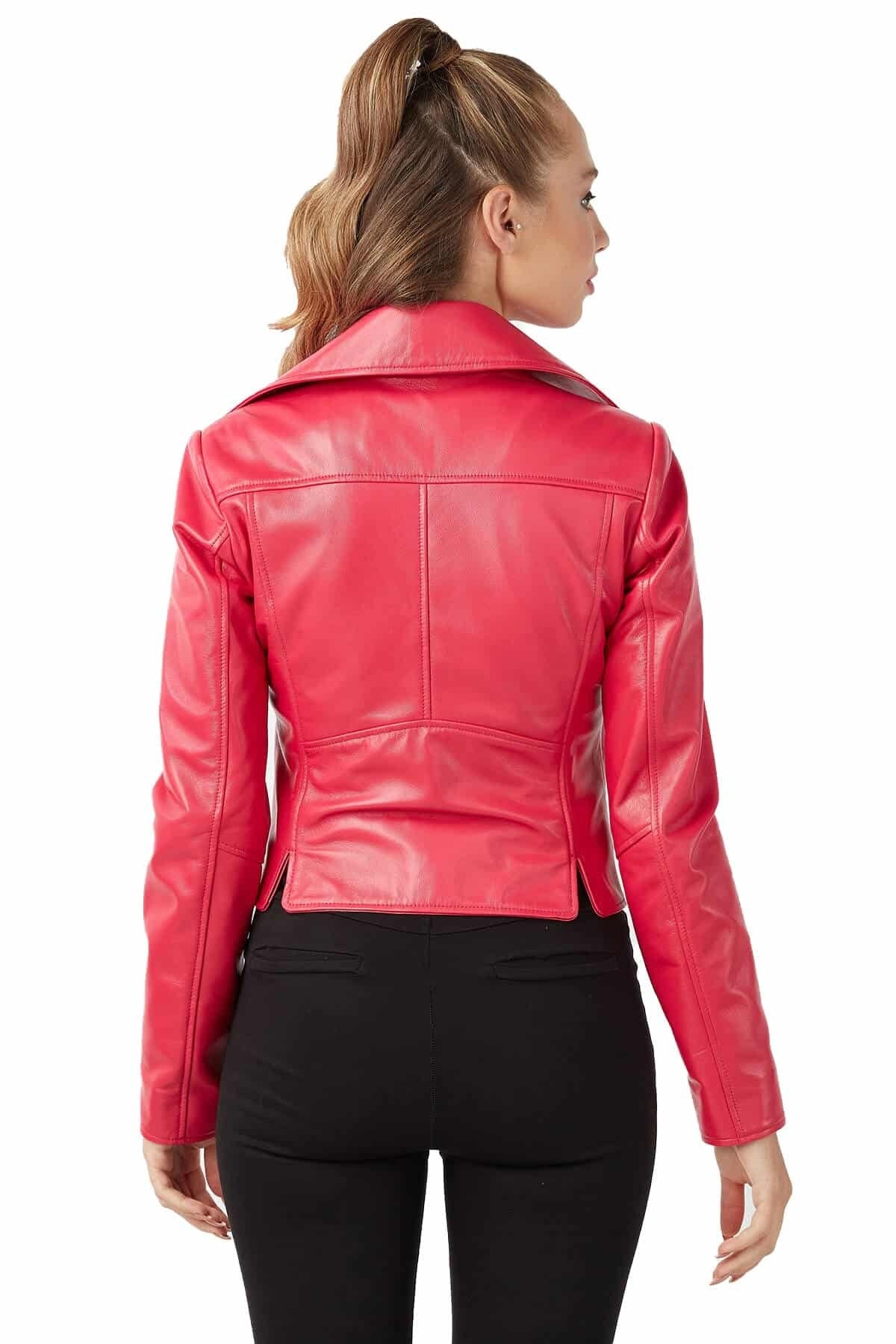 Zoe Fuchsia Stylish Leather Jacket For Women