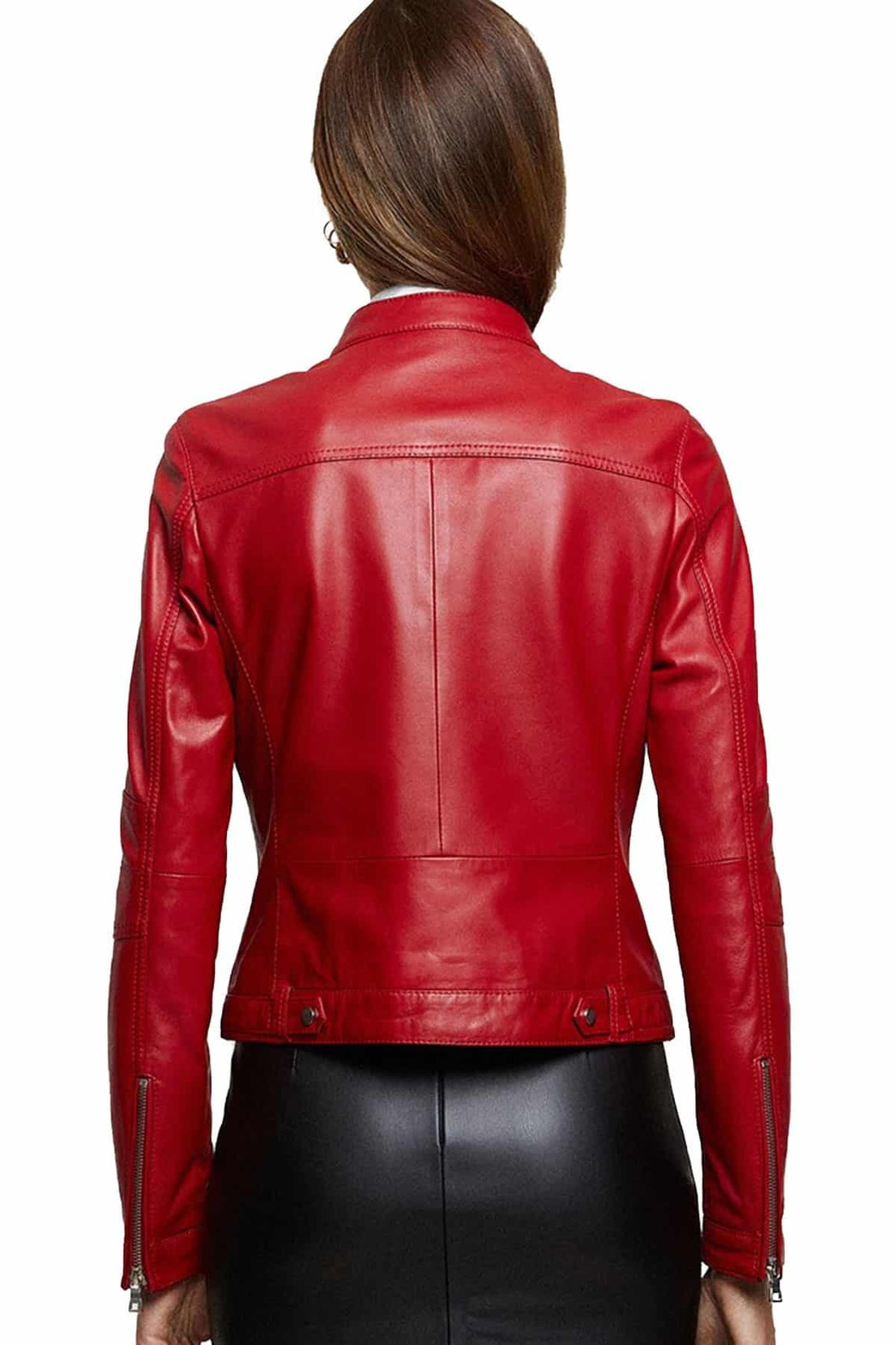 Savannah Red Biker Rider Leather Jacket For Women