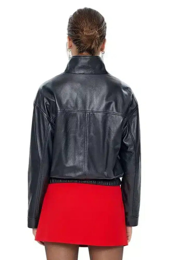 Skylar Black Short Leather Jacket For Women