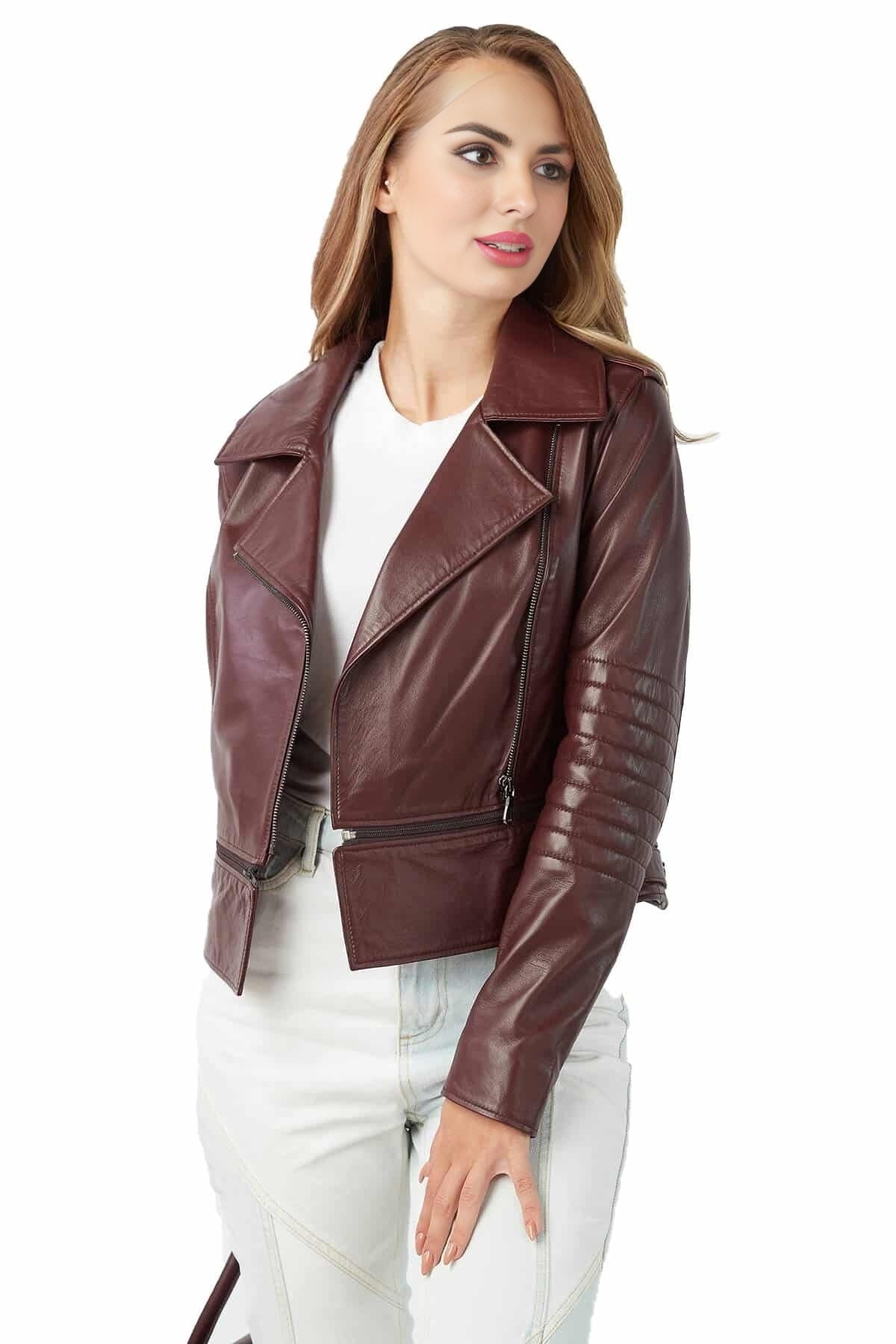 Liliana Brown Stylish Leather Jacket For Women