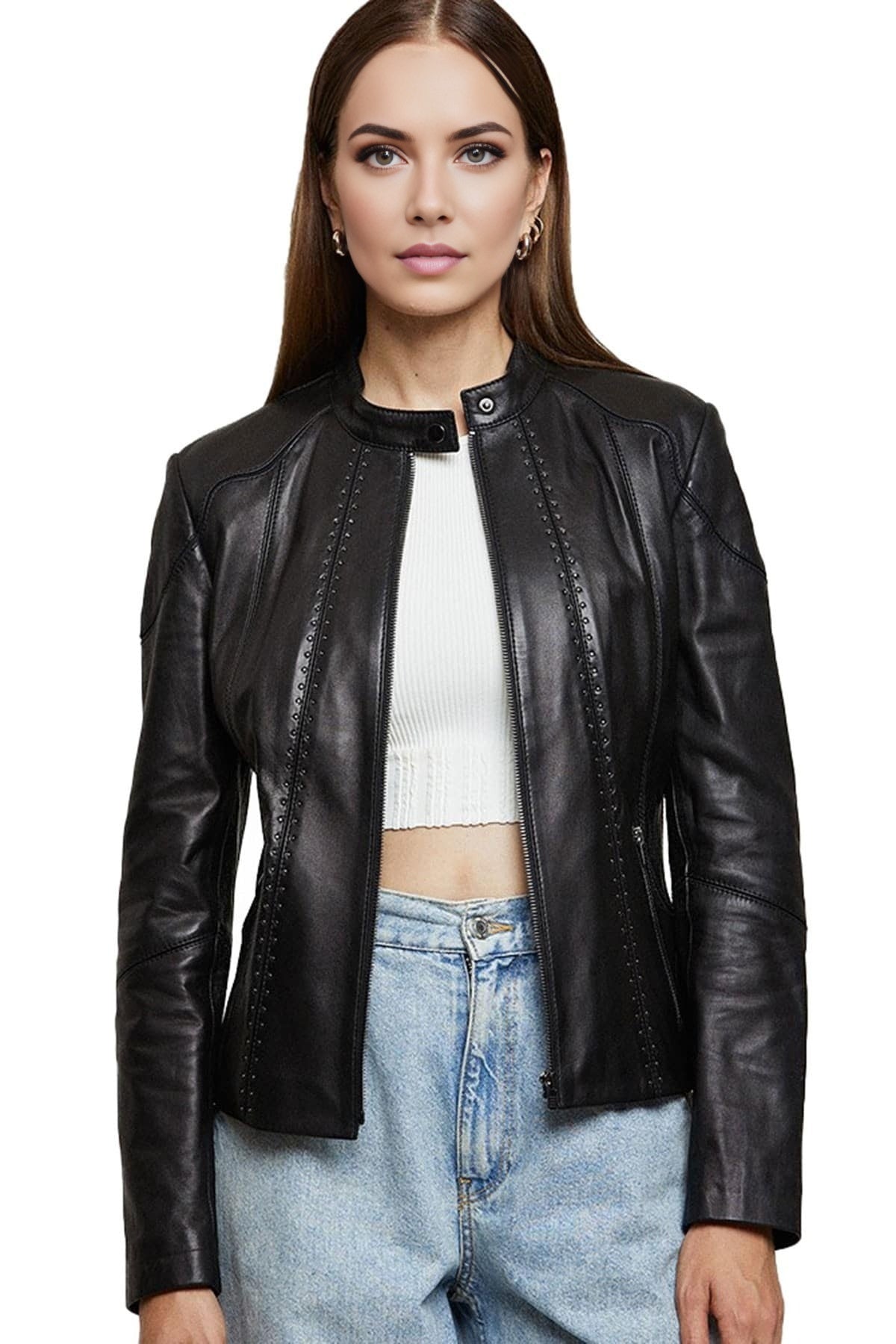 Morgan Black Leather Jacket For Women
