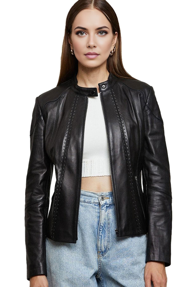 Morgan Black Leather Jacket For Women